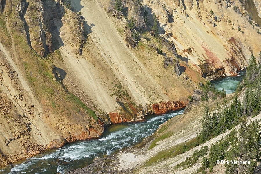 Hot Springs at Lower Falls Yellowstone