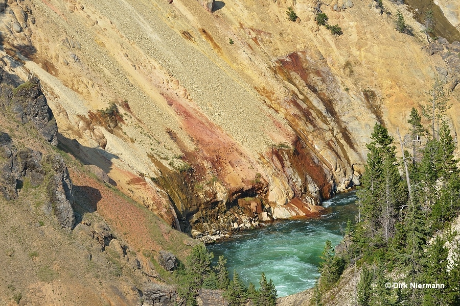 Hot Springs at Lower Falls Yellowstone